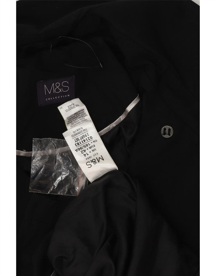 Marks & Spencer Damen Trenchcoat UK 14 Large Schwarz Polyester