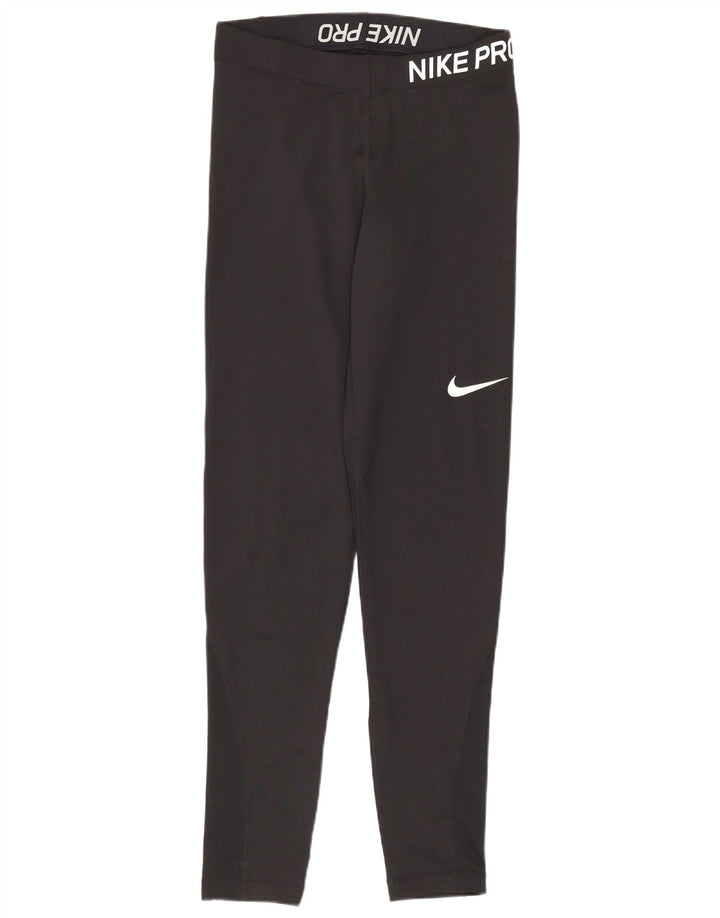 Nike Damen Dri Fit Graphic Leggings UK 8 Small Schwarz Polyester