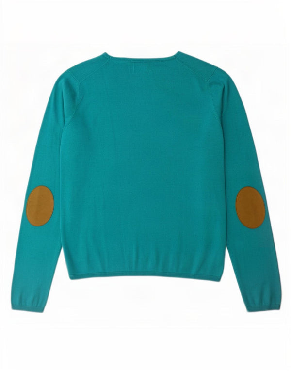 Massimo Dutti Womens Oversized V-Neck Jumper Sweater UK 10 Small Blue