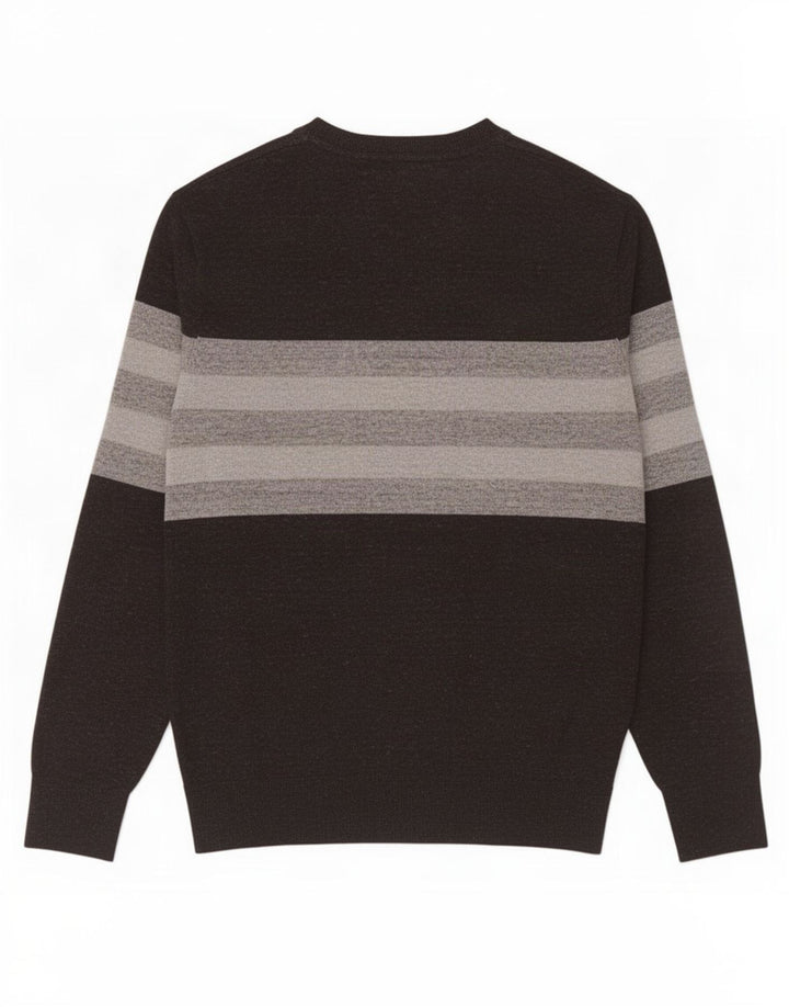 Gap Herren-Pullover mit Rundhalsausschnitt, Größe S, schwarz, gestreift, Baumwolle