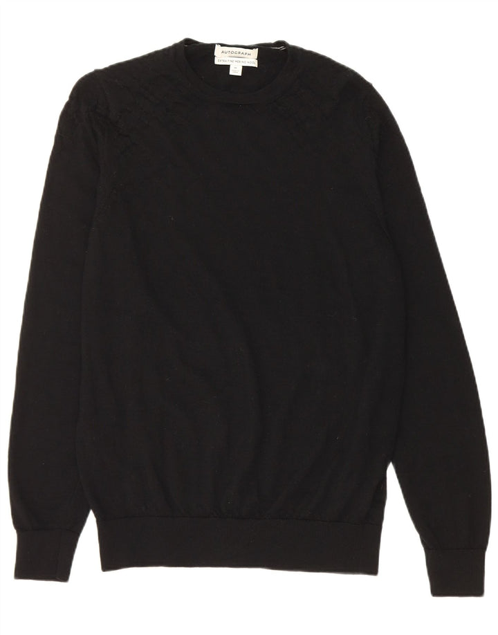 Marks & Spencer Herren Autograph Pullover mit Rundhalsausschnitt Mittelschwarz