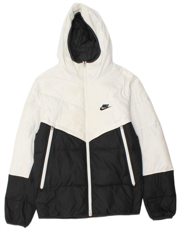 Nike Herren-Jacke mit Kapuze, gepolstert, Größe 36, Größe S, Schwarz, Polyester in Blockfarben