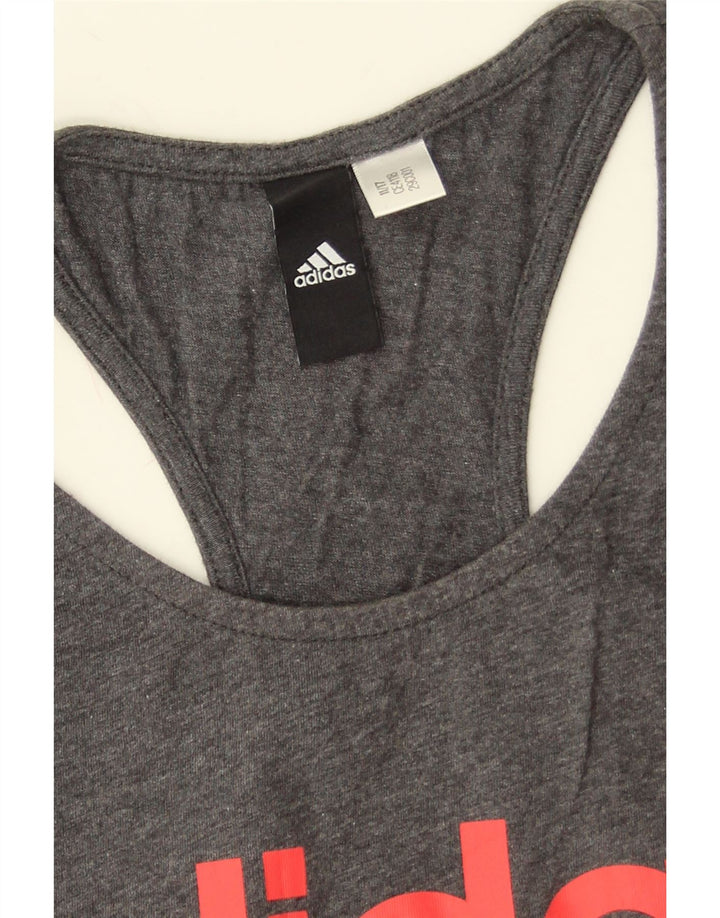 Adidas Damen Graphic Vest Top UK 8 Small Grau meliert