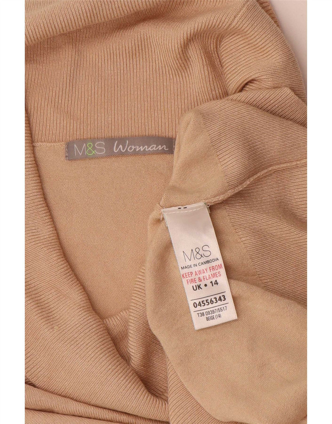 Marks & Spencer Rollkragenpullover für Damen, UK 14, Größe L, Beige, Viskose