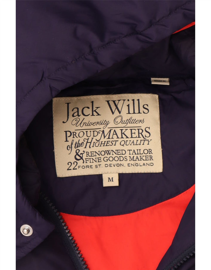 JACK WILLS Mens Hooded Padded Gilet UK 38 Medium Navy Blue Nylon