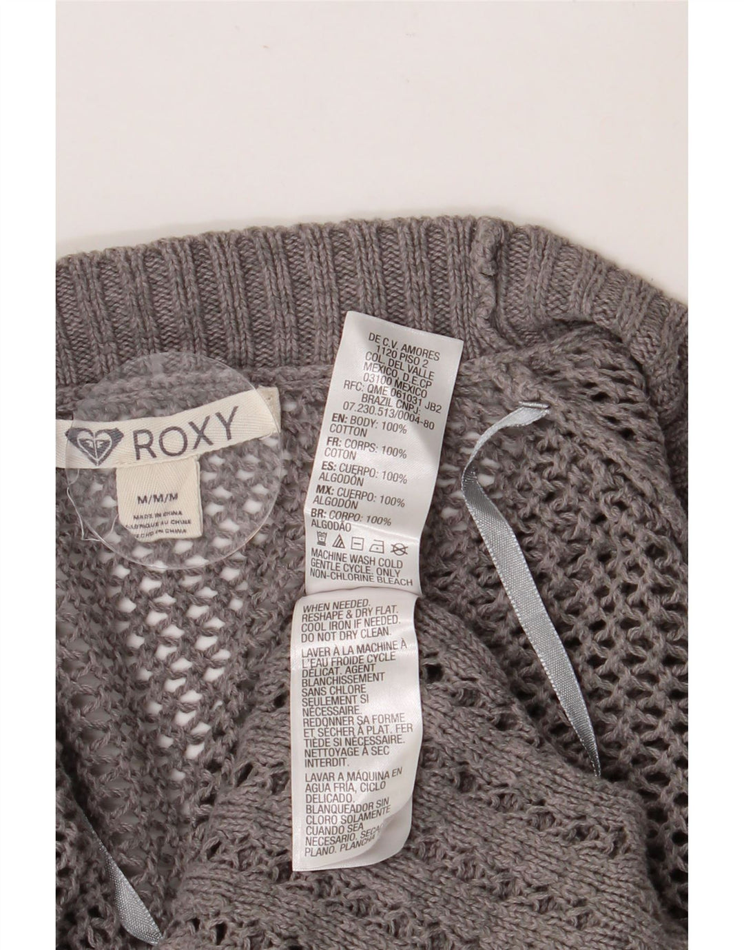 Roxy Damen Longline-Cardigan-Pullover UK 14 Mittelgraue Baumwolle