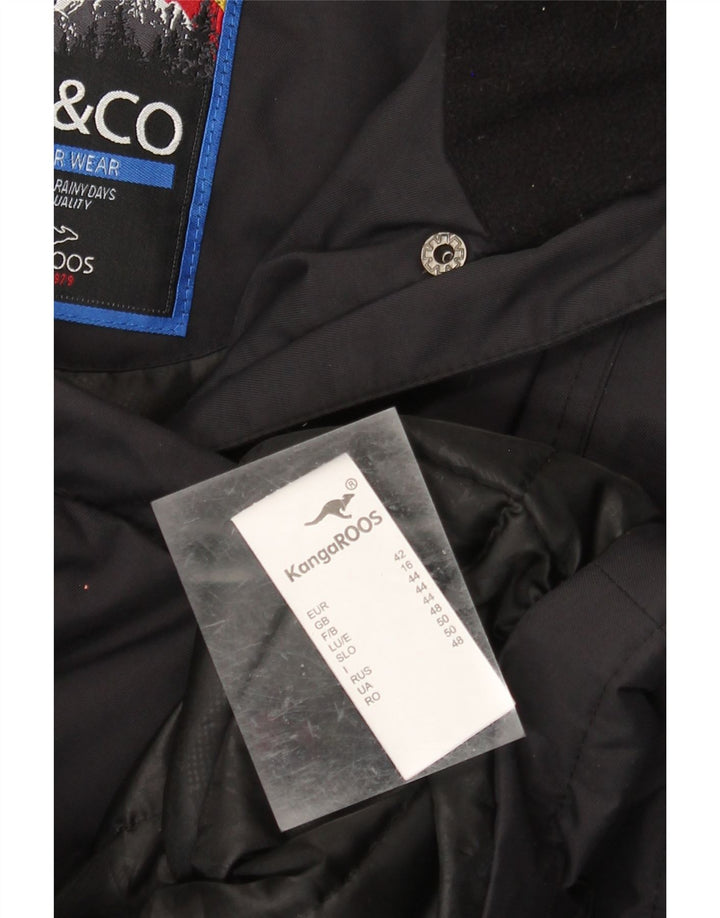 Kangaroos Damen-Windbreaker-Mantel mit Kapuze, UK 16, Größe L, Schwarz