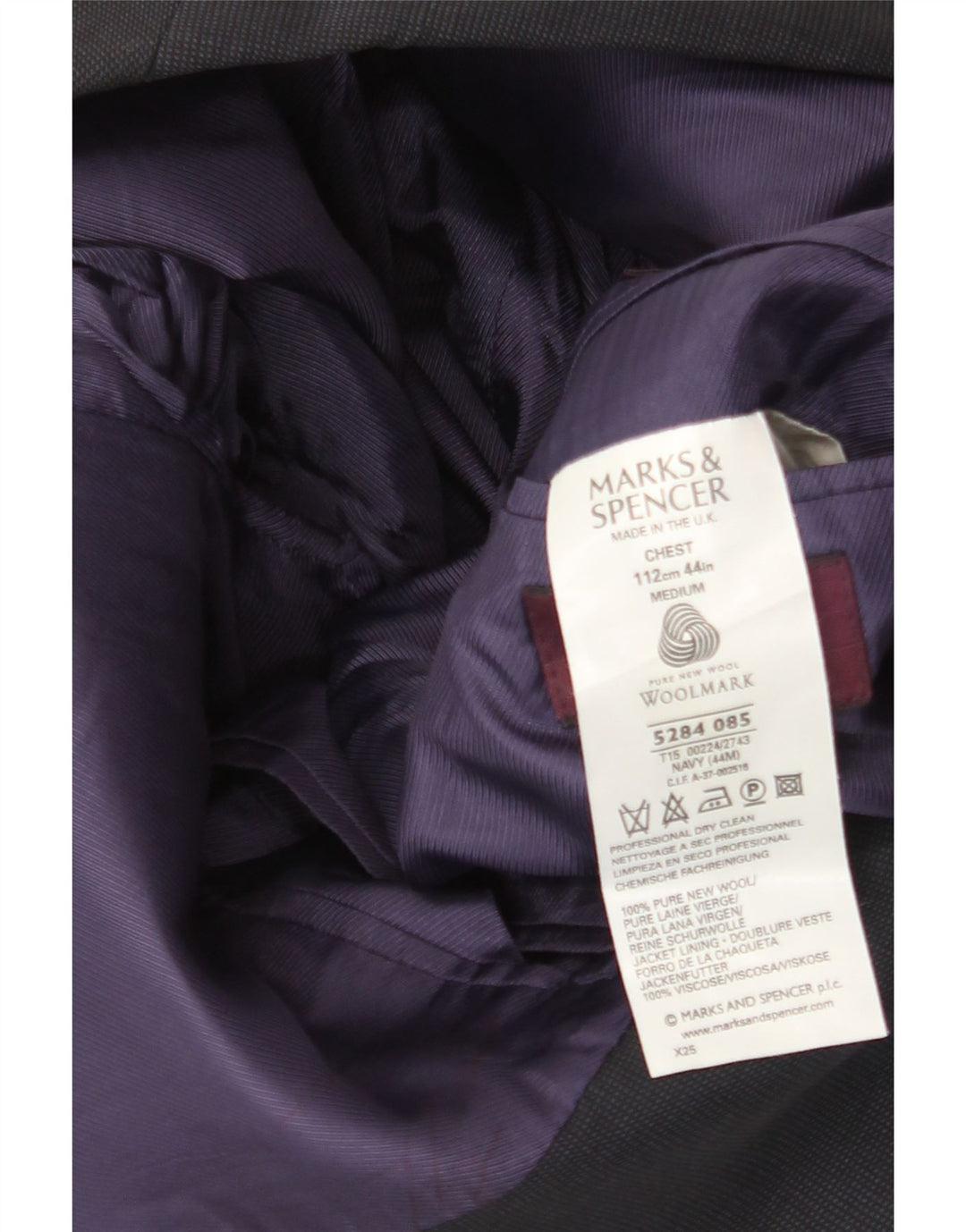 Marks & Spencer Mens 3 Button Blazer Jacket UK 44 2XL Navy Blue New Wool