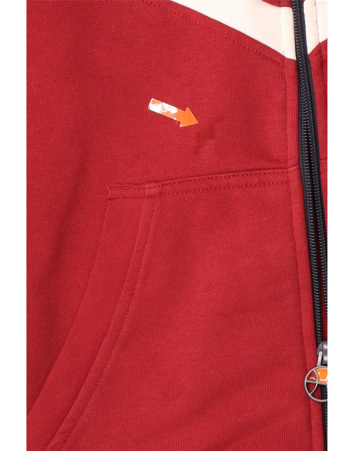 ELLESSE Herren-Kapuzenpullover mit Reißverschluss, mittelrote Farbblock-Baumwolle
