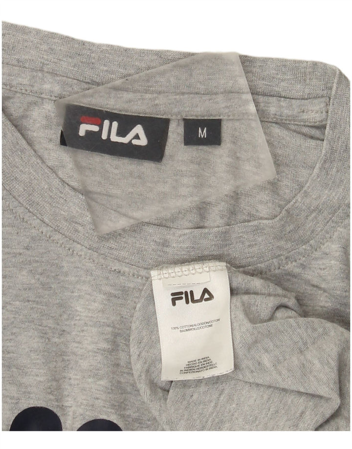 Fila Herren Grafik-T-Shirt-Oberteil aus mittelgrau gesprenkelter Baumwolle