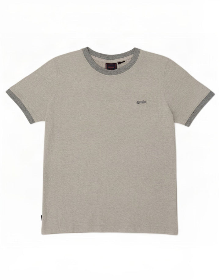 Superdry übergroßes T-Shirt-Oberteil für Damen, UK 10, Größe S, grau gefleckte Baumwolle