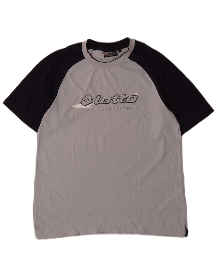 Lotto Herren-Grafik-T-Shirt-Oberteil aus mittelgrauer Colourblock-Baumwolle