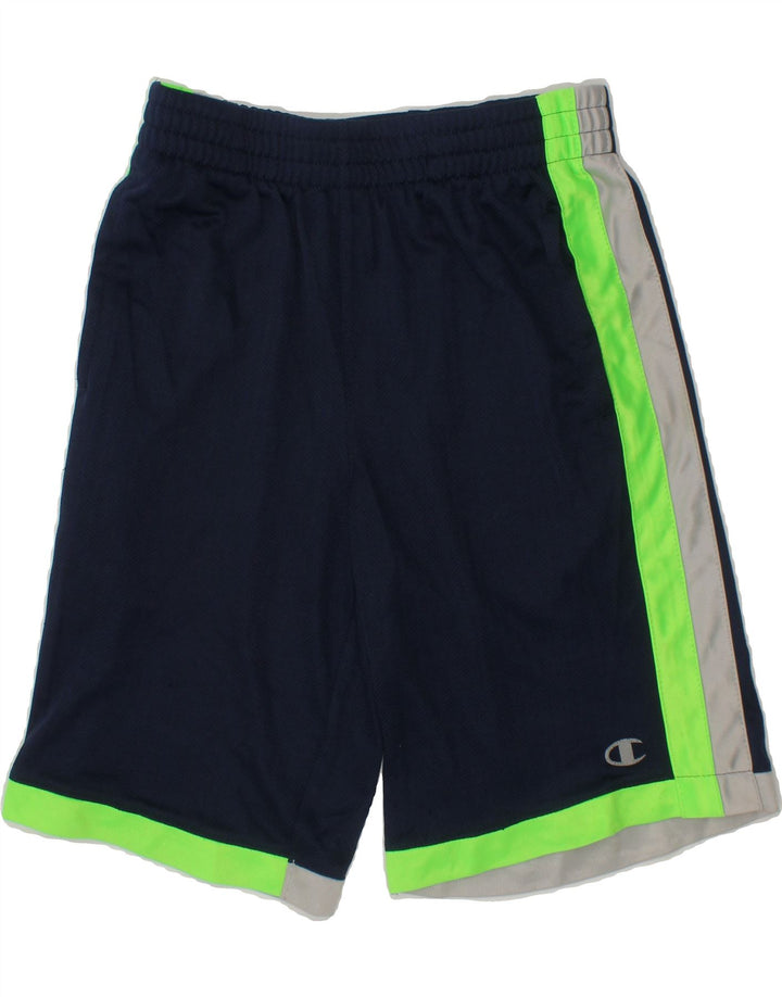 CHAMPION Boys Sport Shorts 7-8 Years  Navy Blue Colourblock Polyester Vintage Champion and Second-Hand Champion from Messina Hembry 