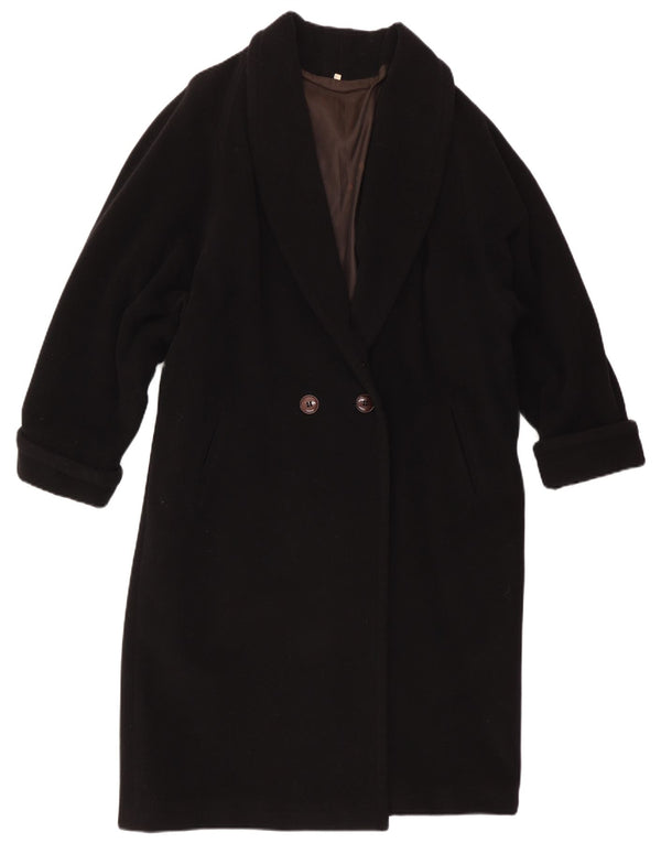 Vintage Damen Zweireihiger Mantel IT 48 XL Schwarz