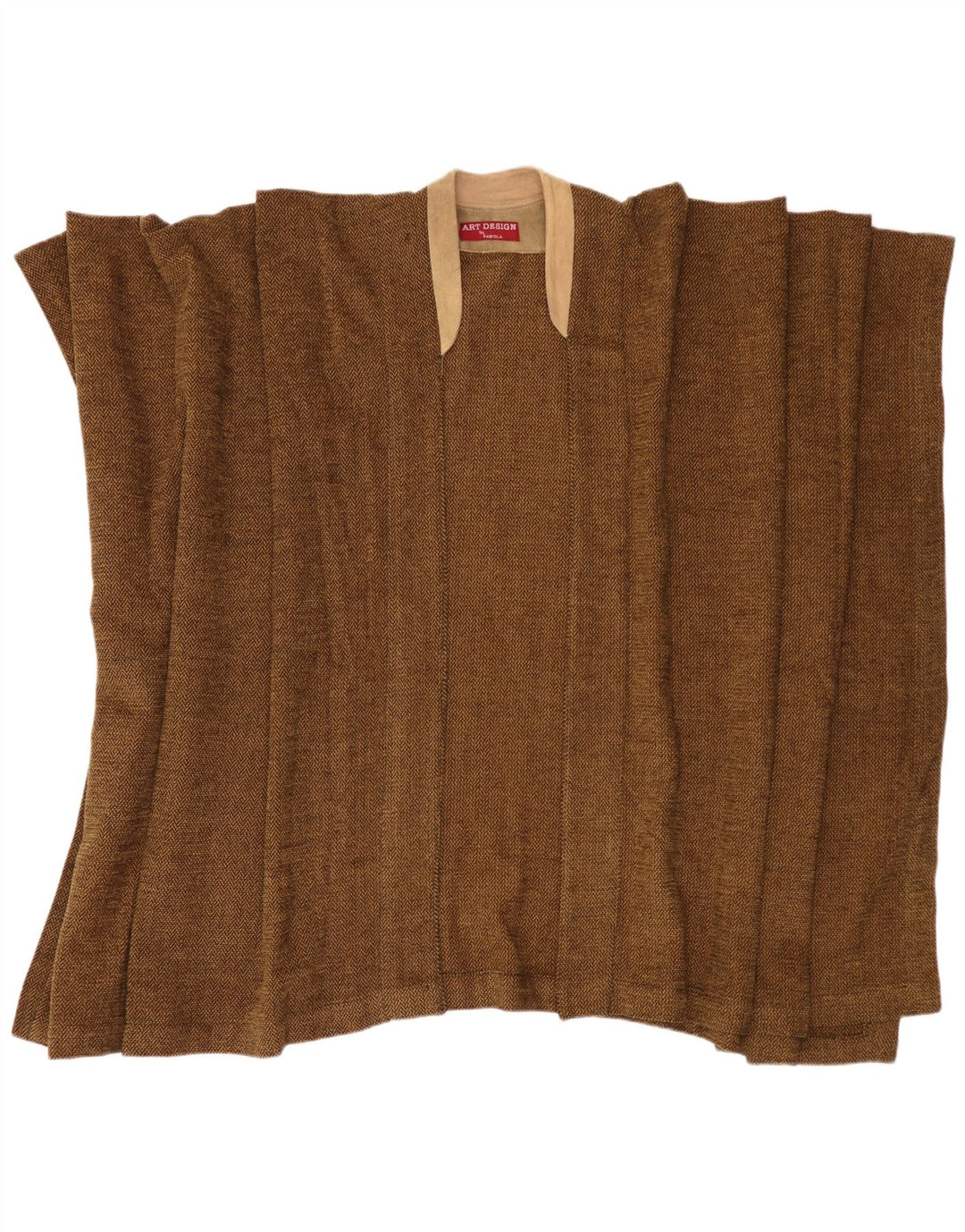 Fabiola Damen Cape-Pullover, Einheitsgröße, braunes Fischgrätenmuster