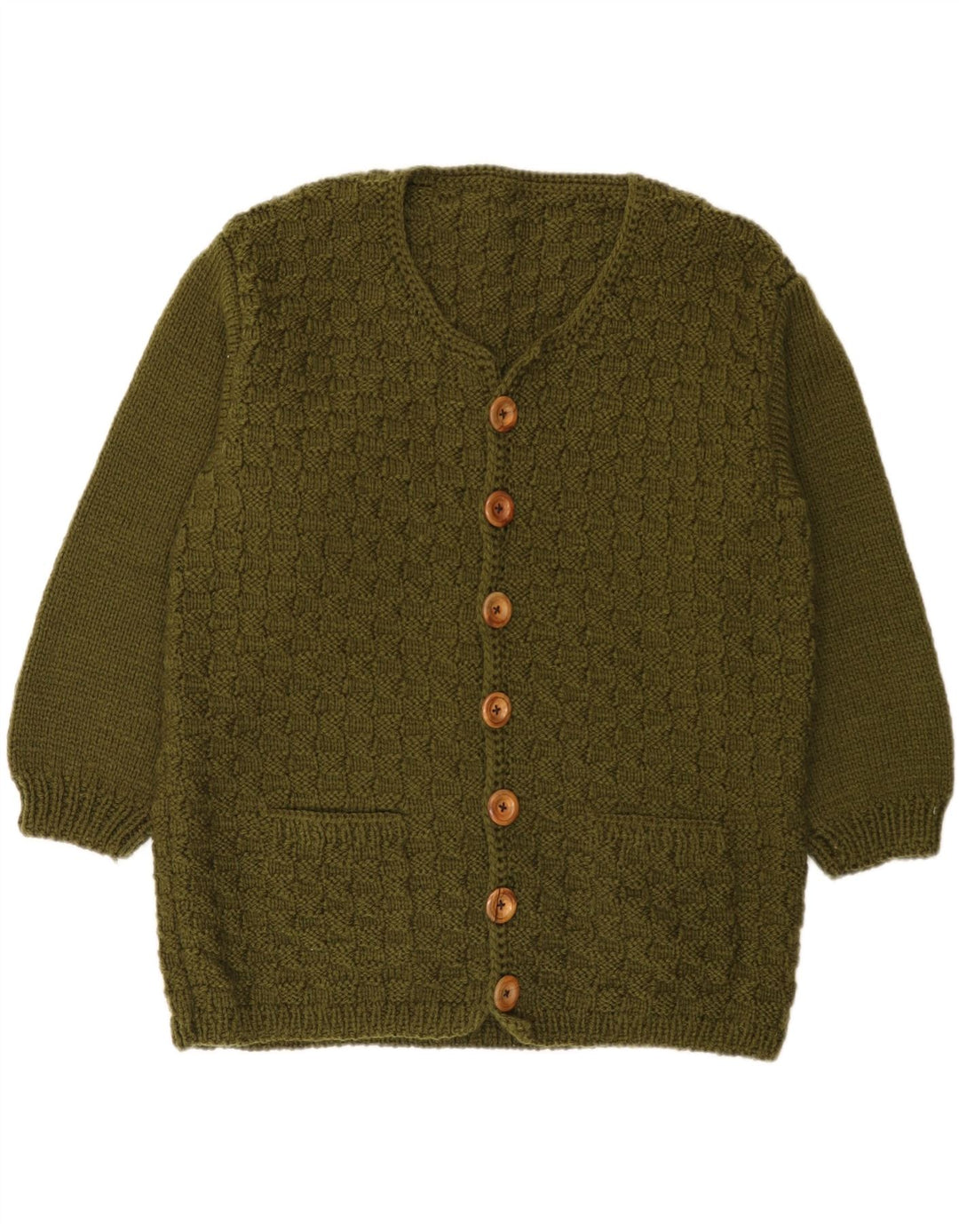 Vintage Damen Cardigan Pullover UK 14 Large Khaki