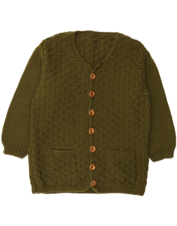 Vintage Damen Cardigan Pullover UK 14 Large Khaki
