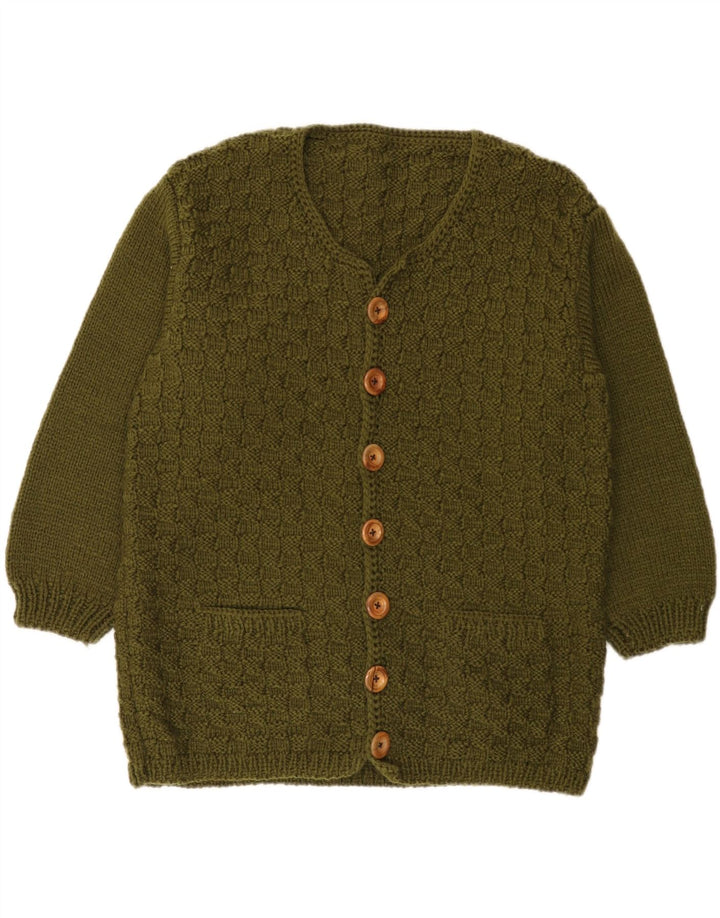 Vintage Damen Cardigan Pullover UK 14 Large Khaki