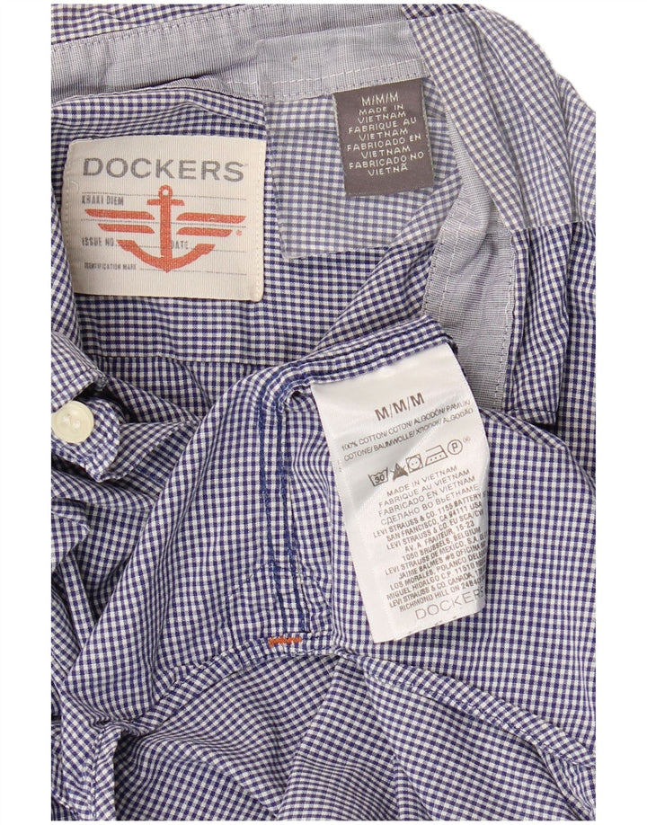 DOCKERS Herrenhemd aus mittelblauer Gingham-Baumwolle