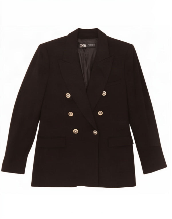Zweireihiger Blazer für Damen von Zara, UK 12, Mittelschwarz, Polyester