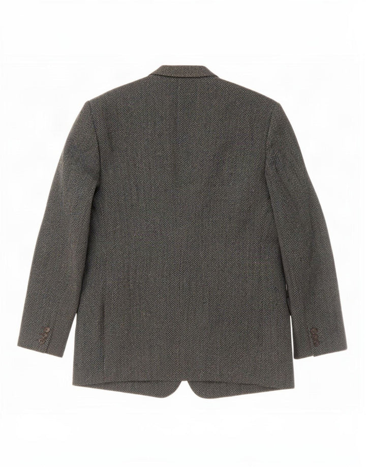 Harris Tweed Herren-Blazer mit 2 Knöpfen, IT 54 2XL, grünes Fischgrätenmuster
