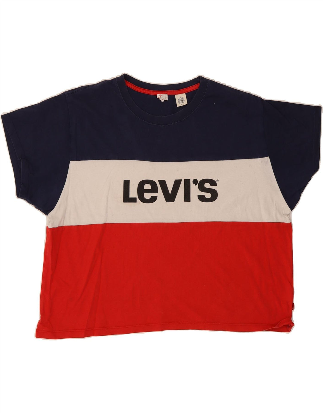 LEVI'S Womens Graphic T-Shirt Top UK 16 Large Multicoloured Colourblock Vintage Levi's and Second-Hand Levi's from Messina Hembry 