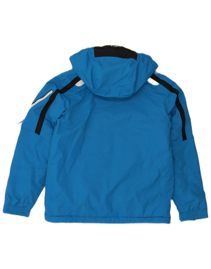 Brugi Jungen-Regenjacke mit Kapuze, 13–14 Jahre, blaues Farbblockdesign