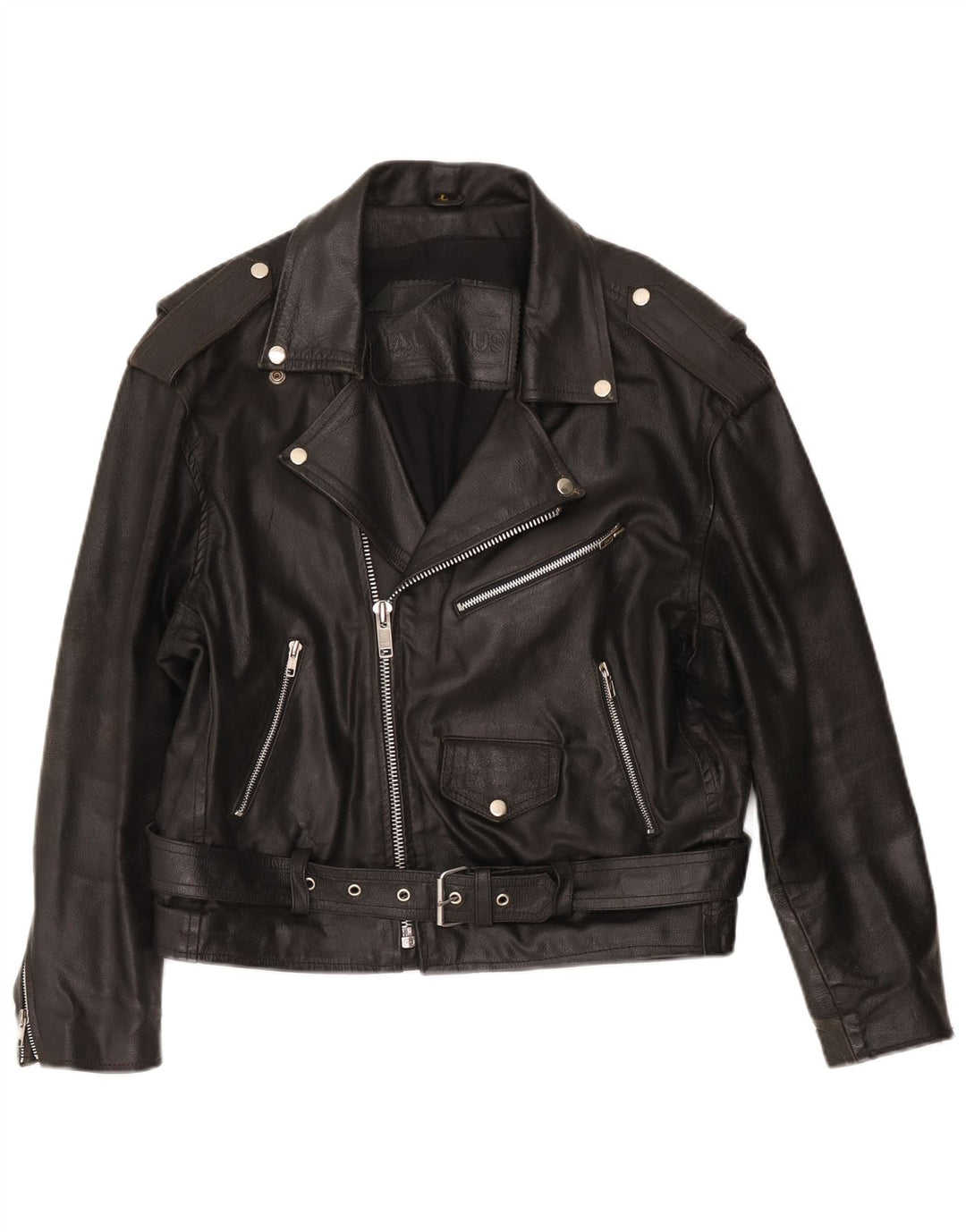 Vintage Damen Leder Bikerjacke UK 16 Large Schwarz