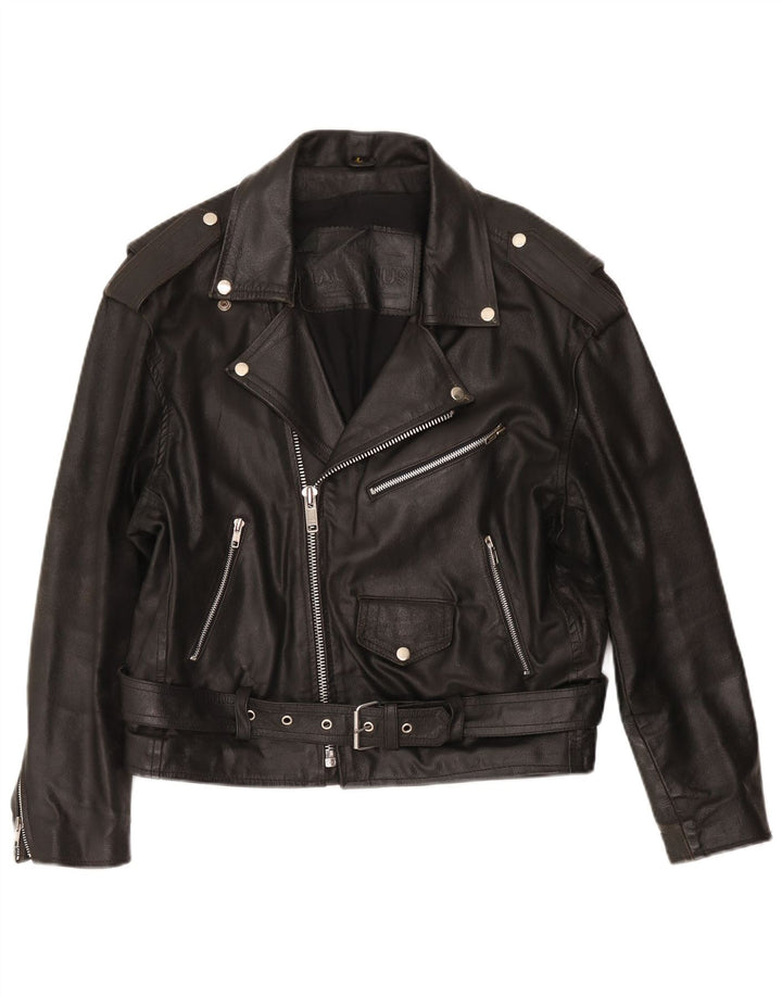 Vintage Damen Leder Bikerjacke UK 16 Large Schwarz