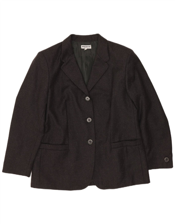 Delia Ferrari Damen-Blazerjacke mit 3 Knöpfen, IT 45, Mittelschwarze Schurwolle