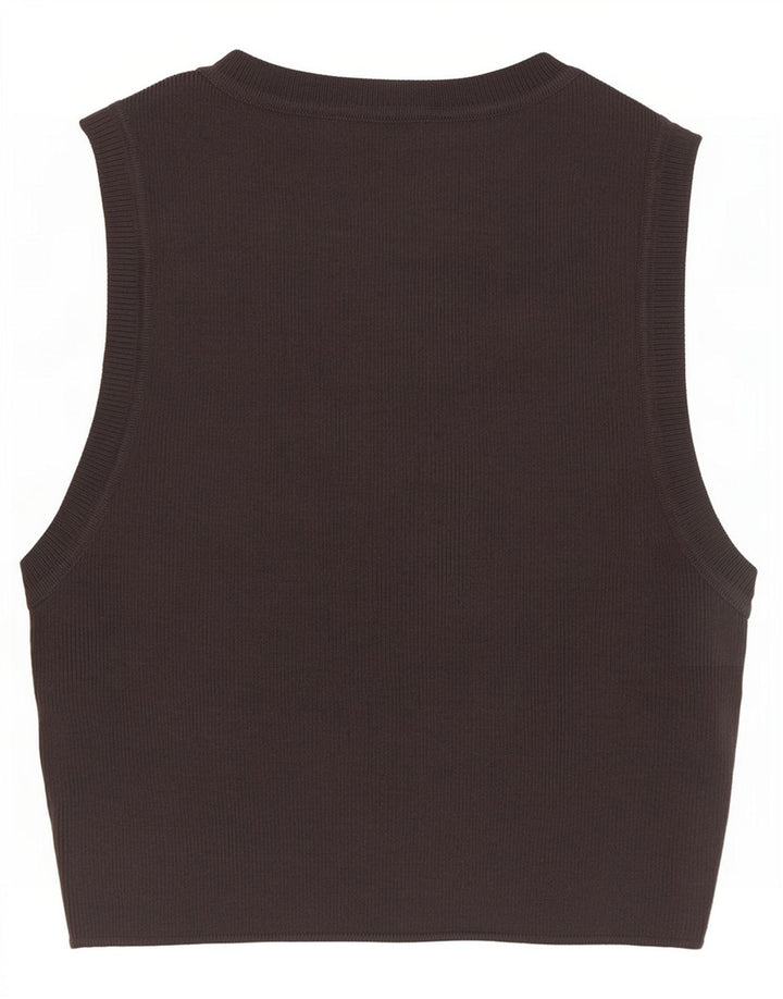 Zara Damen Crop Vest Top UK 12 Mittelgraue Viskose