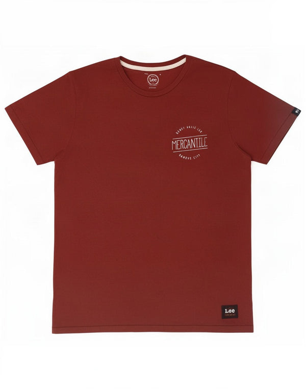 Lee Mens Mercantile Regular Fit Graphic T-Shirt Top Small Red Cotton
