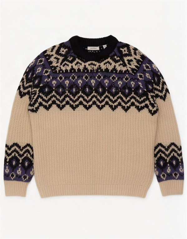 TCM Damen Pullover mit Rundhalsausschnitt IT 48/50 XL Off White Fair Isle