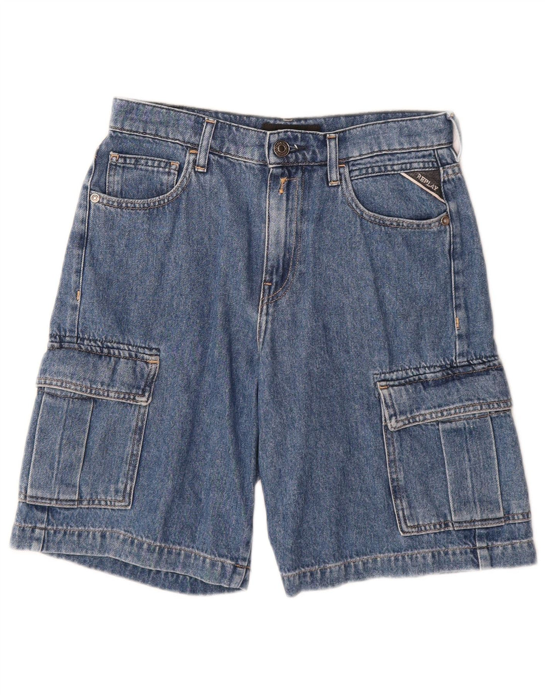 REPLAY Cargo-Jeansshorts für Jungen, 11–12 Jahre, W26, blaue Baumwolle