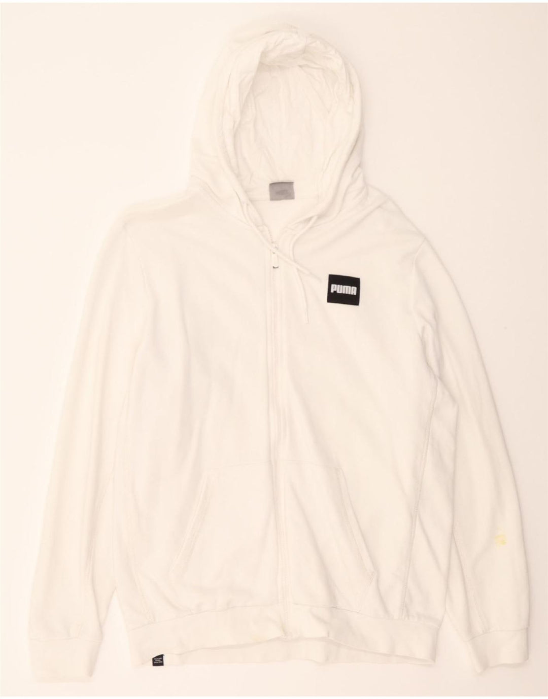 PUMA Mens Zip Hoodie Sweater Large White Cotton Vintage Puma and Second-Hand Puma from Messina Hembry 