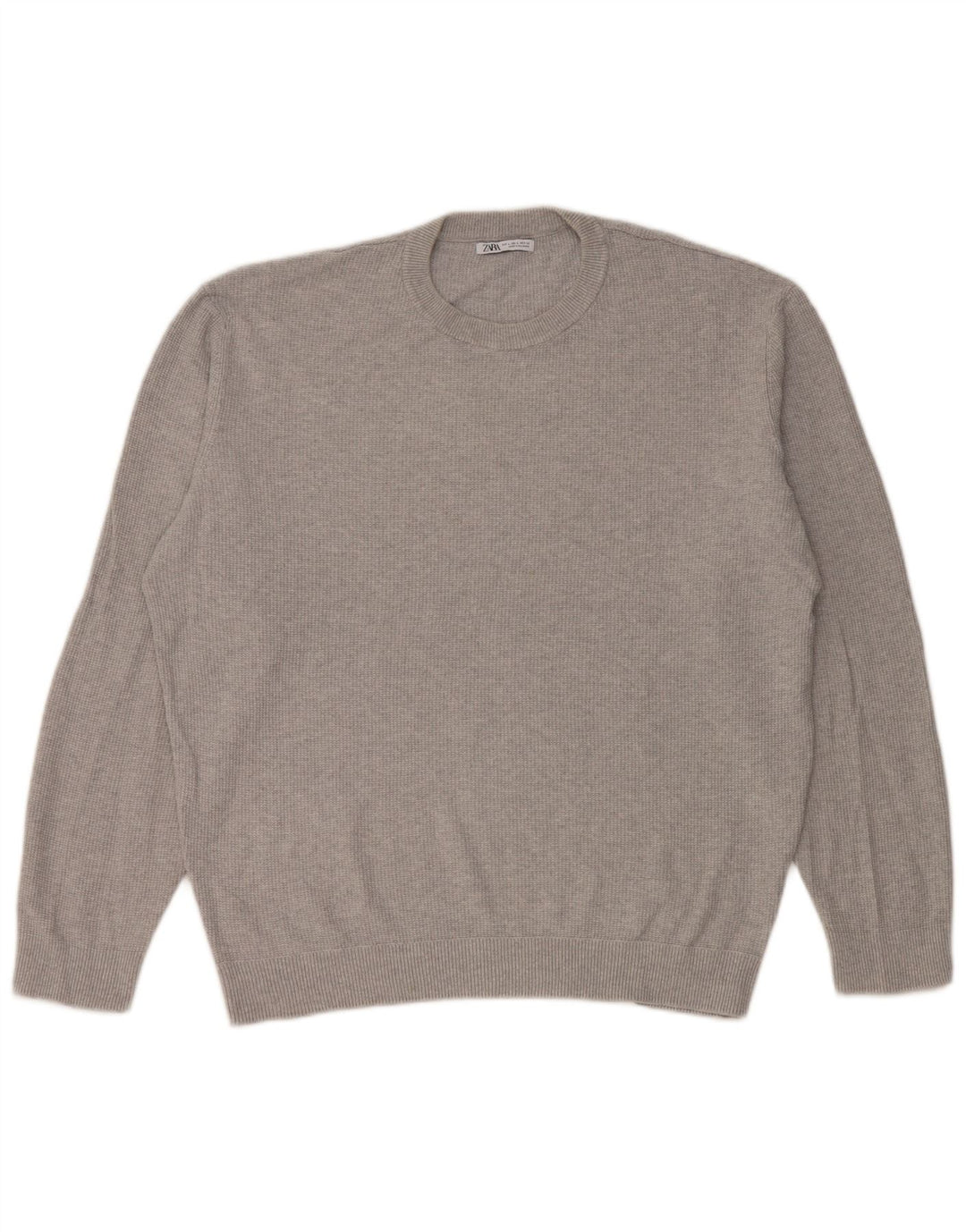 Zara Herren-Pullover mit Rundhalsausschnitt, Größe L, Grau