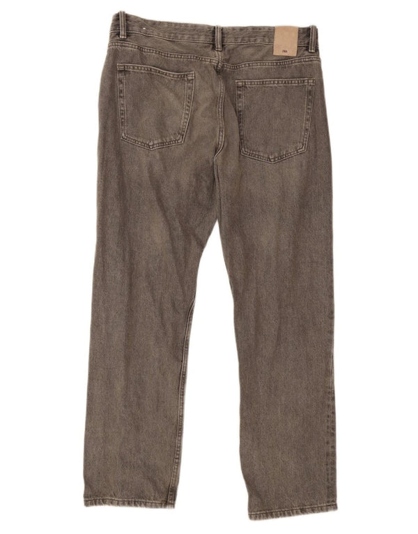 Zara Herren Straight Jeans EU 46 XL W36 L30 Graue Baumwolle