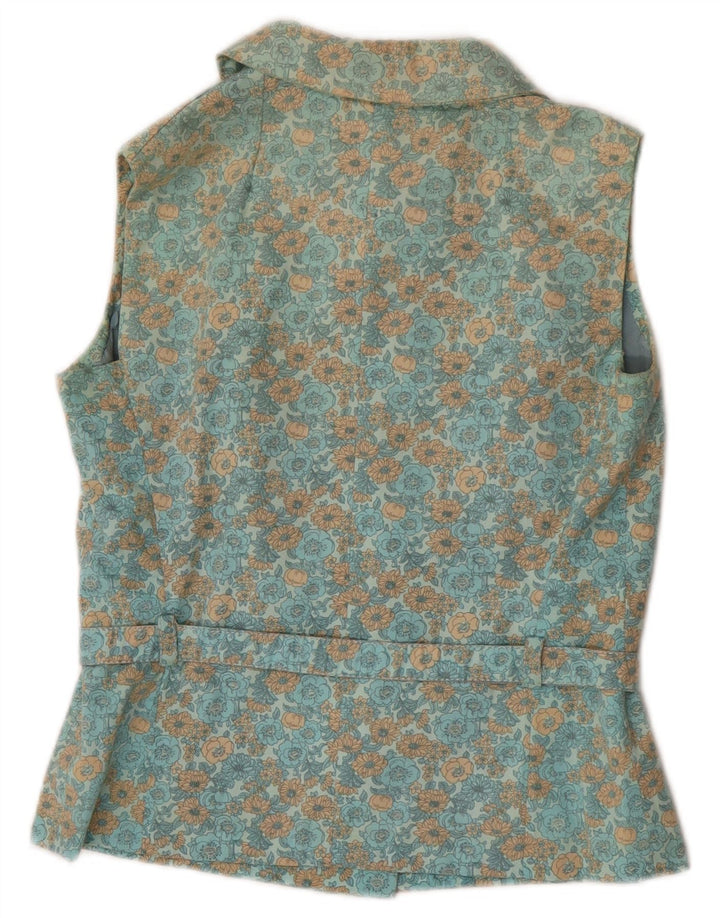 Vintage Damen Weste UK 12 Mittelgrün geblümt