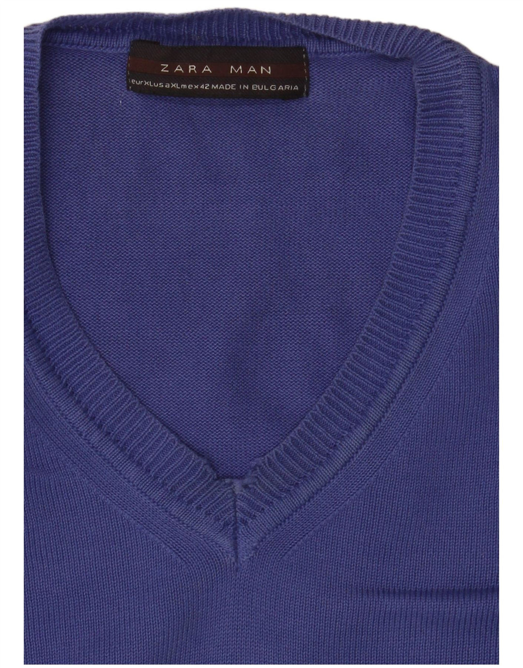 Zara Herren-Pullover mit V-Ausschnitt, XL, Blau