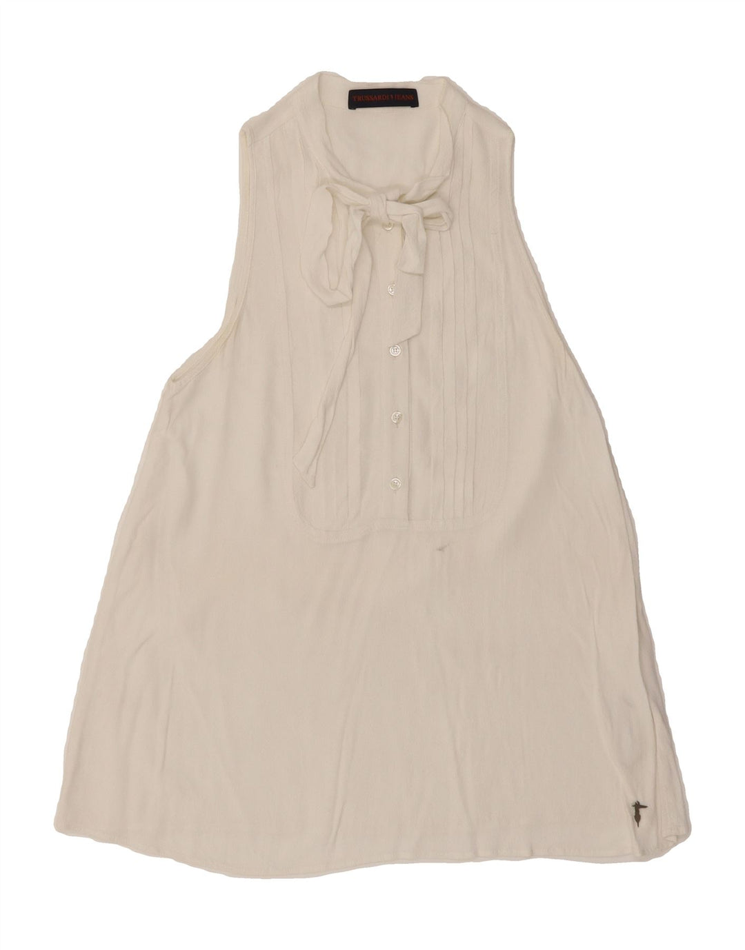TRUSSARDI JEANS Womens Sleeveless Blouse Top IT 42 Medium White Viscose Vintage Trussardi Jeans and Second-Hand Trussardi Jeans from Messina Hembry 