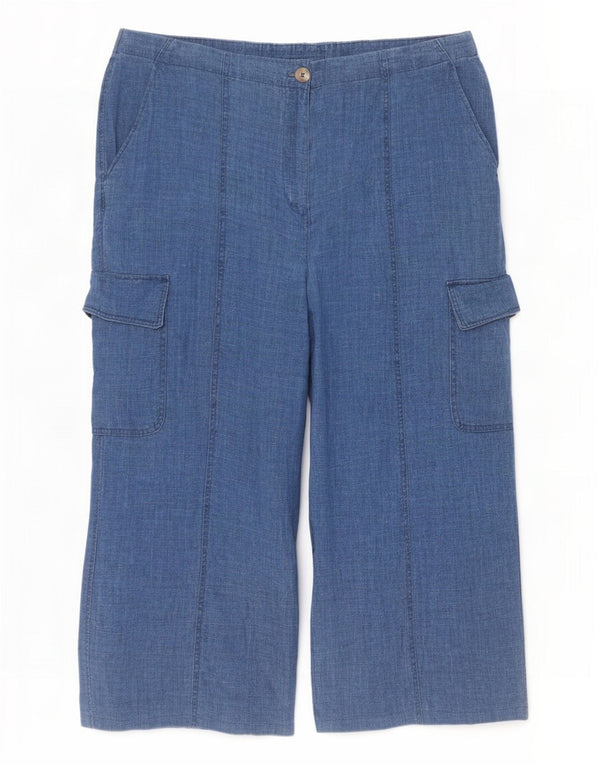 Marks & Spencer Damen-Hose mit hoher Taille, kurz geschnitten, UK 20, 2XL, W40, L24, Blau
