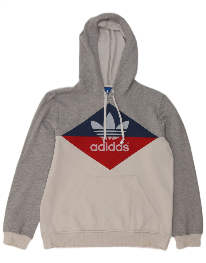ADIDAS Herren Graphic Hoodie Pullover Mittelgraue Colourblock-Baumwolle