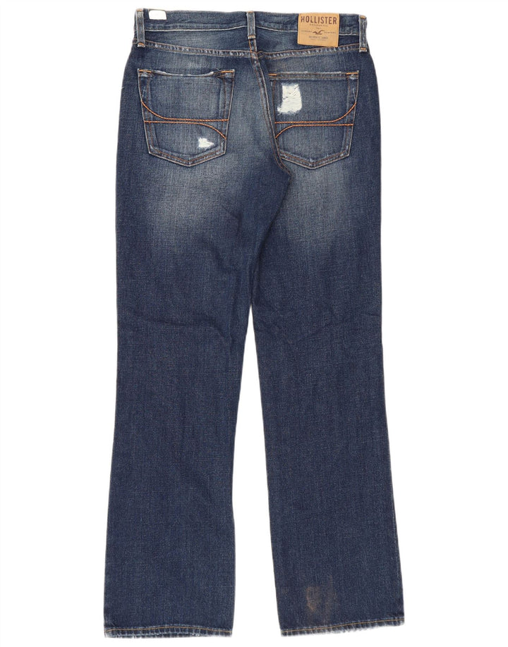 Hollister Herren Distressed Bootcut Jeans W32 L32 Blaue Baumwolle
