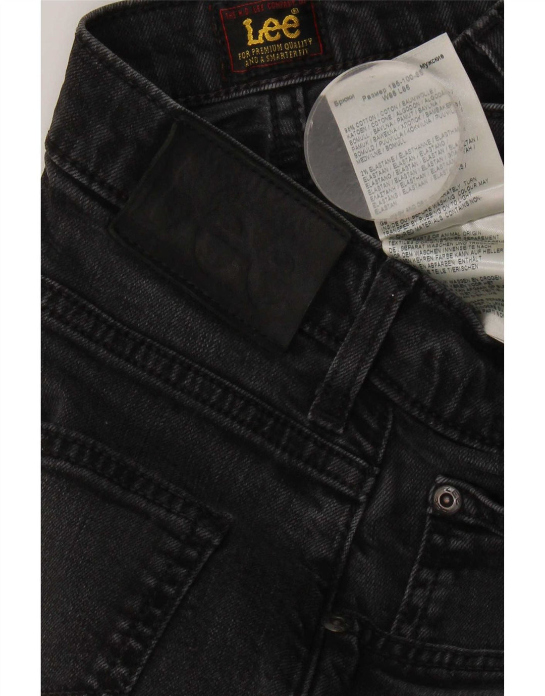 Lee Herren Brooklyn Straight Jeans W34 L30 Schwarze Baumwolle