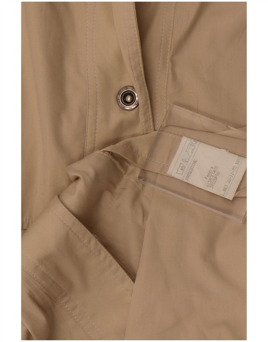 Vintage Damen Trenchcoat IT 46 Große Beige Baumwolle