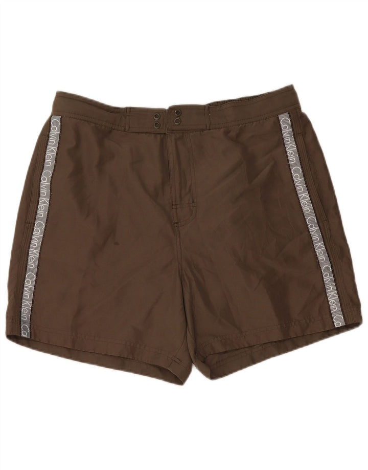CALVIN KLEIN Herren-Badeshorts mit Grafik, groß, Khaki, Polyester