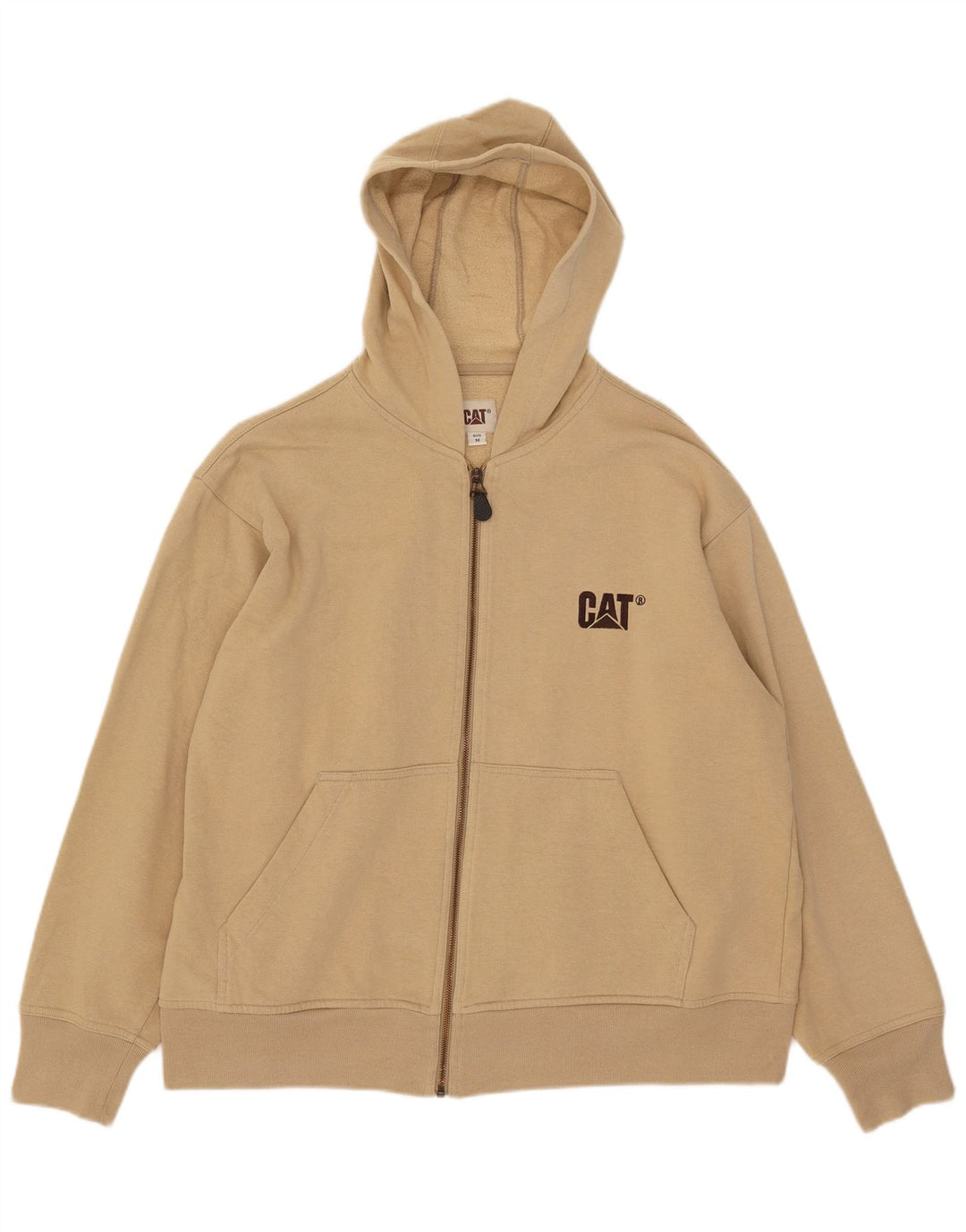 CAT Herren-Kapuzenpullover mit Reißverschluss, mittelbeige Baumwolle