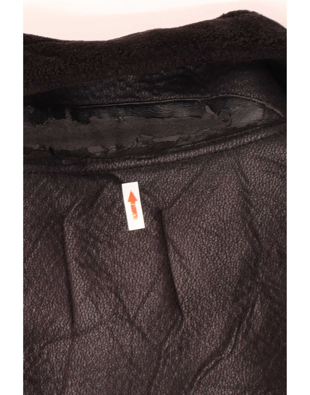 Zara Damen Kunstleder-Sherpa-Jacke UK 14 Mittelschwarzes Polyurethan