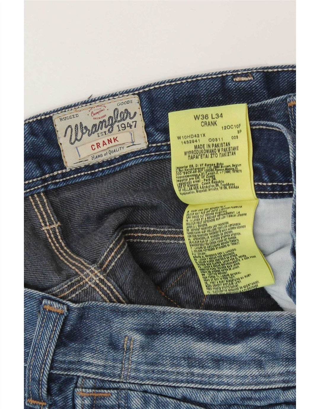 Wrangler Herren-Crank-Straight-Jeans, W36, L34, blaue Baumwolle
