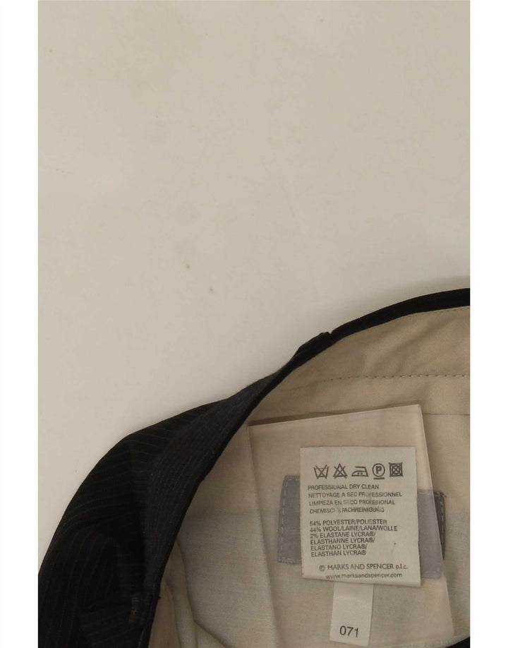Marks & Spencer Herren-Anzughose mit Pegged-Anzug, W36 L33, schwarzes Nadelstreifen-Polyester